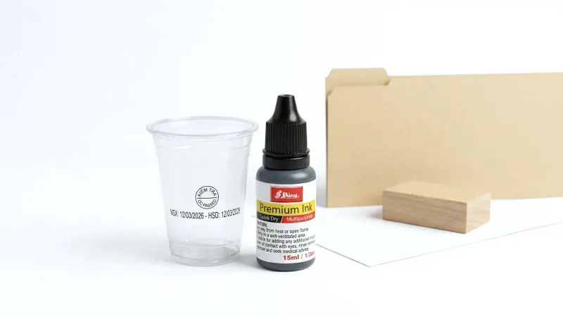 Cách dùng và bảo quản mực con dấu chống trôi đóng trên ly nhựa, nilon